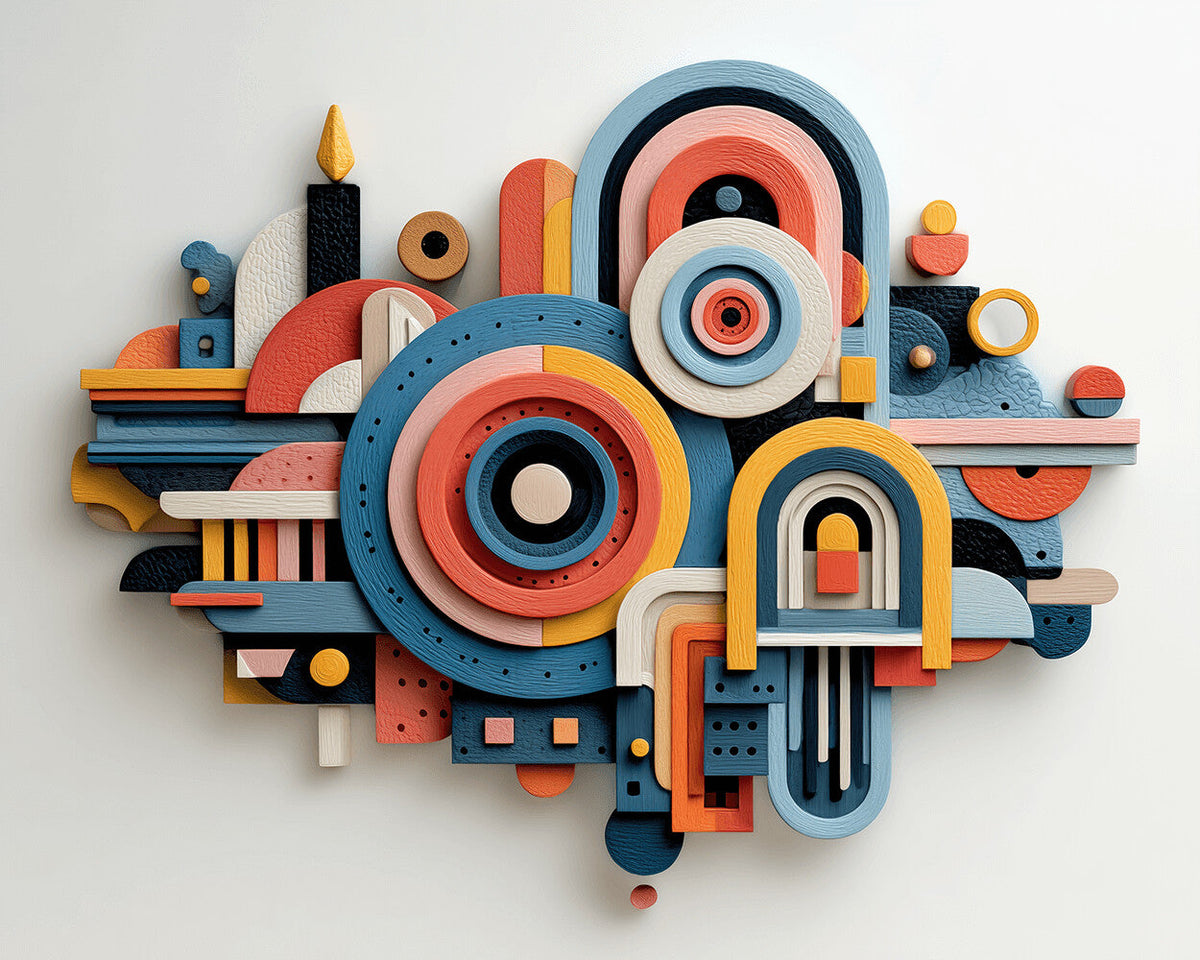 3D geometric layered shapes paint by numbers kit for beginners