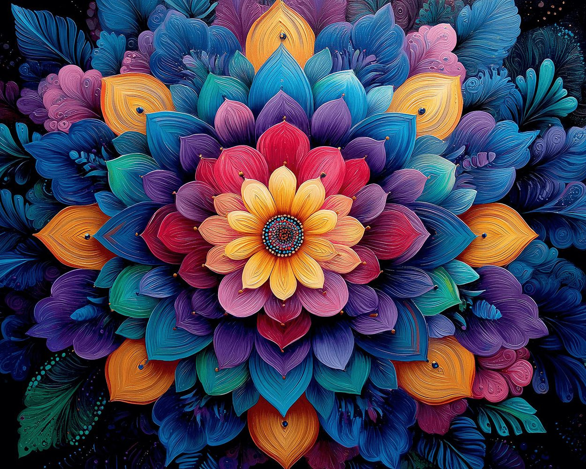 3D colourful mandala flower cross stitch kit for beginners
