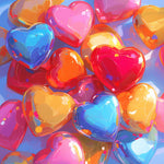 3D glossy colourful hearts cross stitch kit for beginners