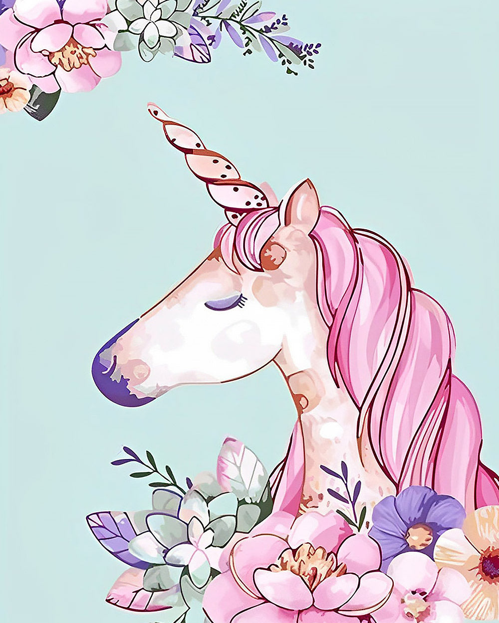 A beautiful pink unicorn cross stitch kit for beginners