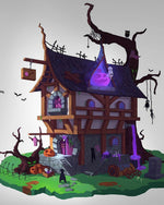 A haunted house on halloween night cross stitch kit for beginners