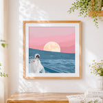 Finished a journey to the pink horizon cross stitch artwork displayed
