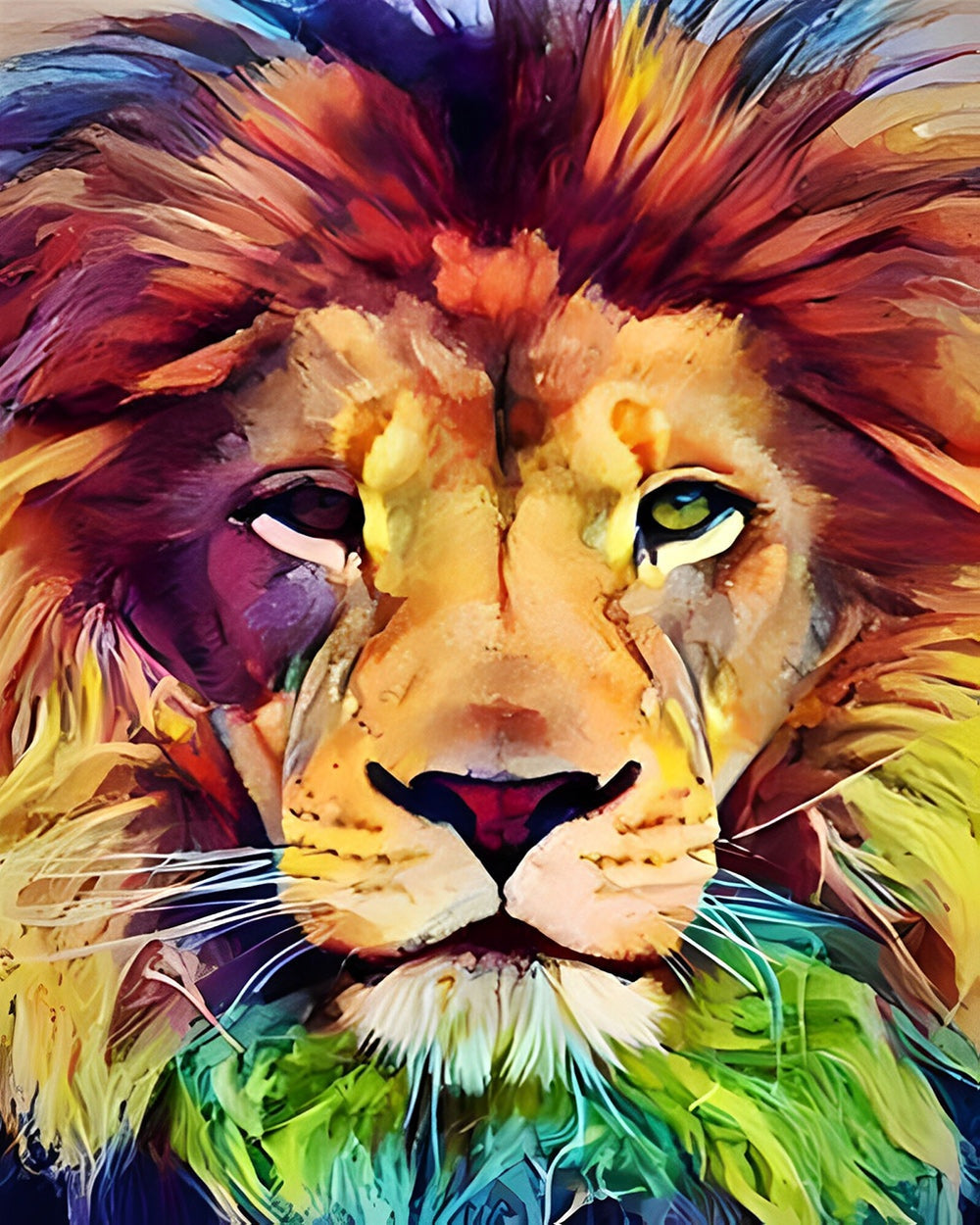 A lion in vivid colour cross stitch kit for beginners
