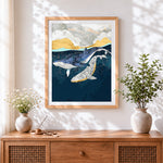 Finished a pair of whales cross stitch artwork displayed