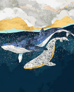 A pair of whales cross stitch kit for beginners