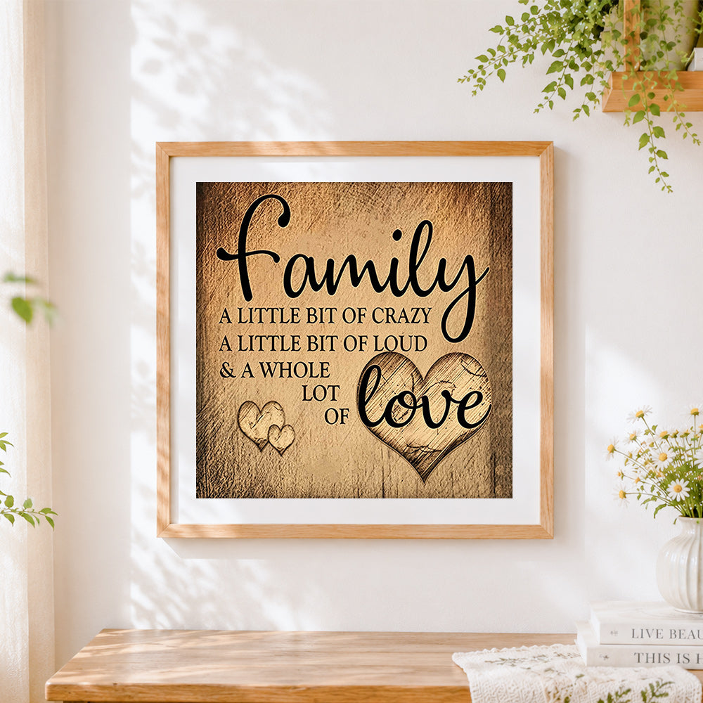 Finished a sepia toned family quote cross stitch artwork displayed