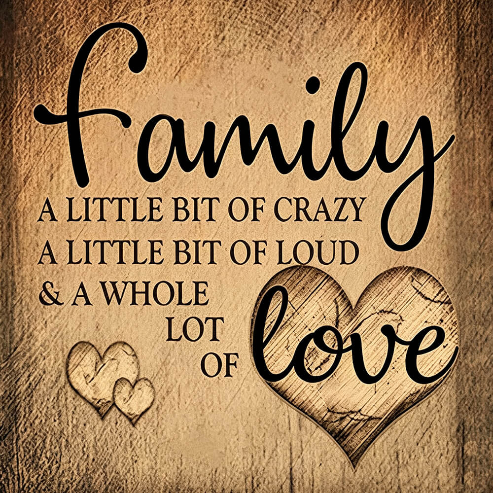 A sepia toned family quote cross stitch kit for beginners
