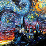 A surreal starry night cross stitch kit for beginners