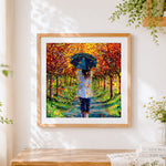 Finished a walk in the autumn woods cross stitch artwork displayed
