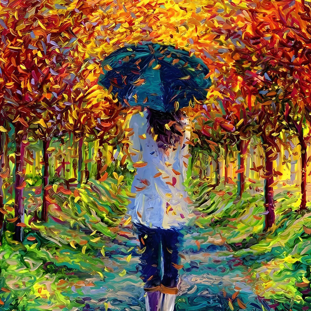 A walk in the autumn woods cross stitch kit for beginners