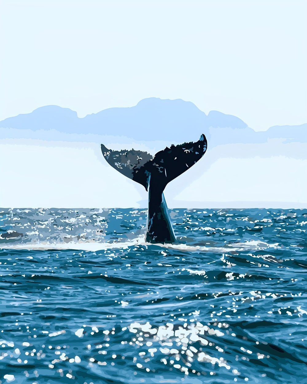 A whale's farewell cross stitch kit for beginners