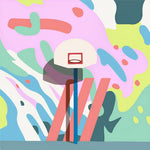 Abstract basketball hoop and court cross stitch kit for beginners