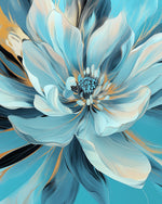 Abstract blue and gold flower cross stitch kit for beginners