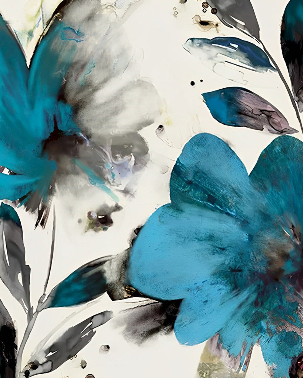 Abstract blue and grey flowers cross stitch kit for beginners
