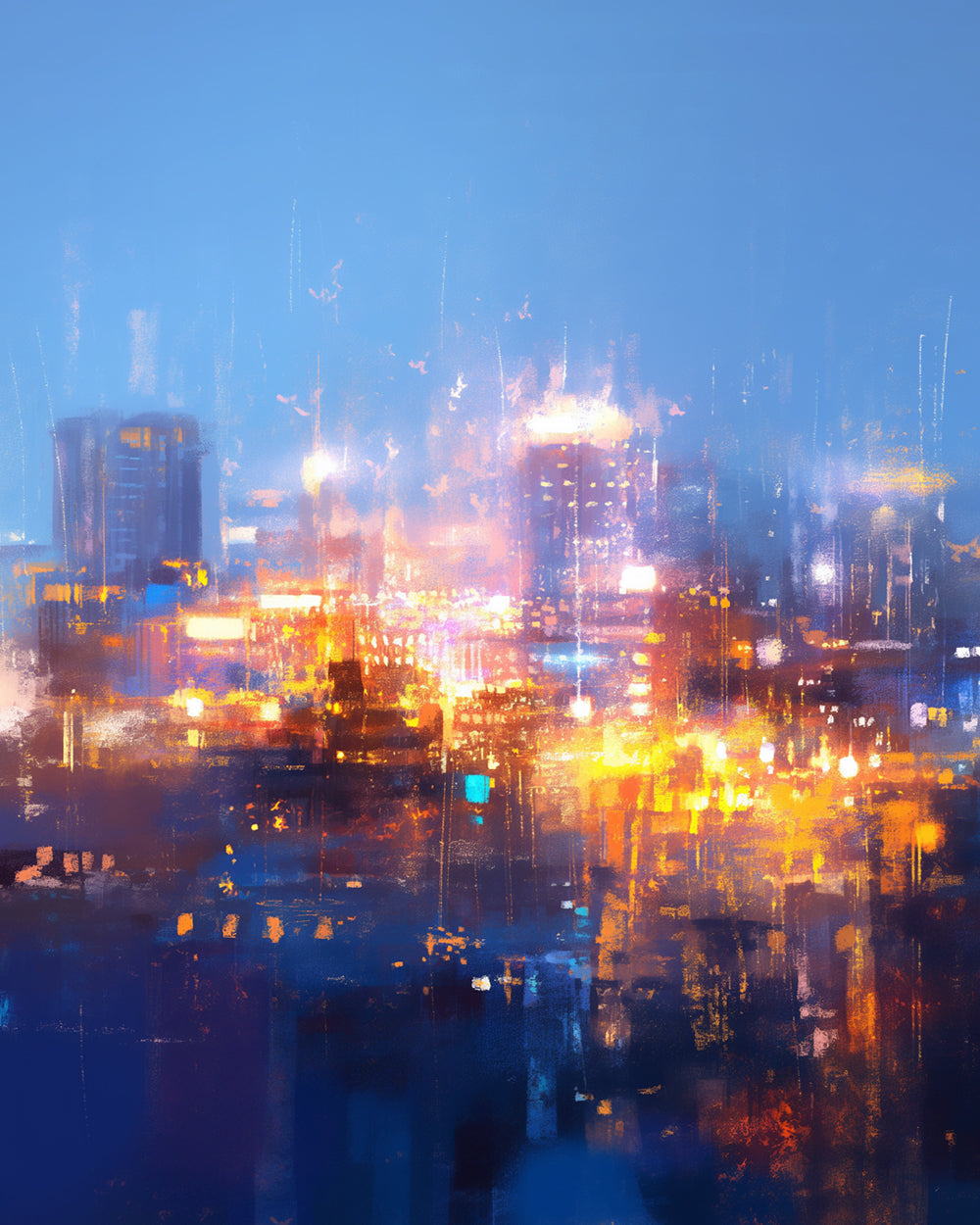 Abstract city lights cross stitch kit for beginners