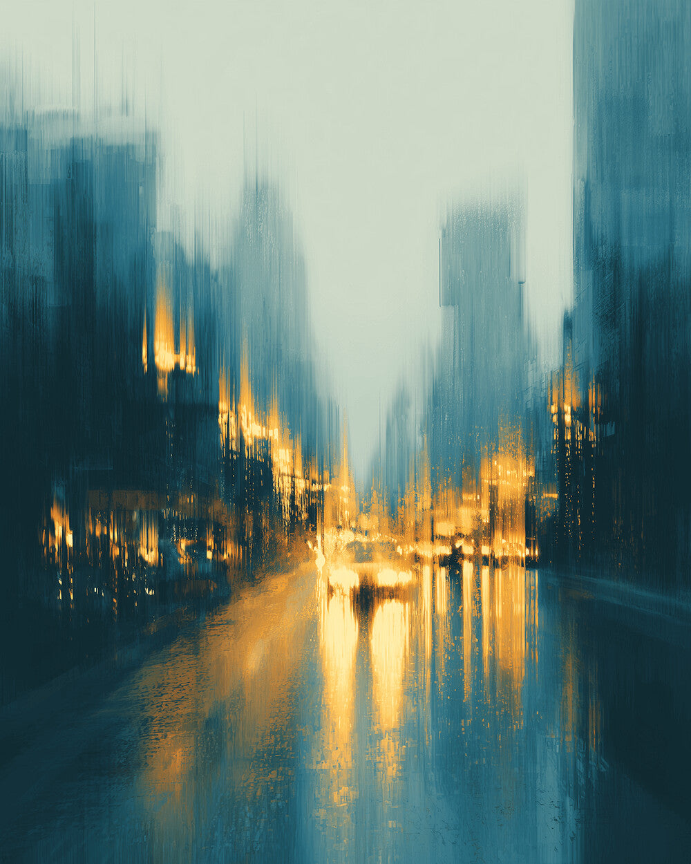 Abstract city lights in the rain cross stitch kit for beginners