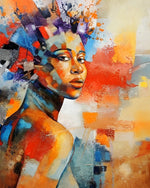Abstract colourful african woman cross stitch kit for beginners
