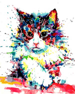 Abstract colourful cat cross stitch kit for beginners