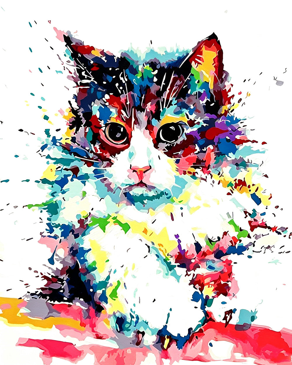 Abstract colourful cat cross stitch kit for beginners
