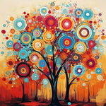 Abstract colourful circle tree cross stitch kit for beginners