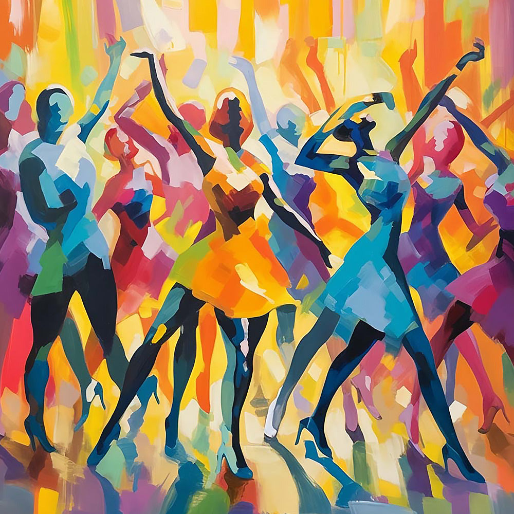 Abstract colourful dancers cross stitch kit for beginners