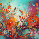 Abstract colourful floral swirls cross stitch kit for beginners