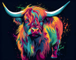 Abstract colourful highland cow cross stitch kit for beginners