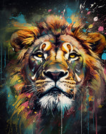 Abstract colourful lion face cross stitch kit for beginners