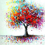 Abstract colourful splatter tree paint by numbers kit for beginners