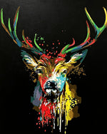 Abstract colourful stag head in the dark paint by numbers kit for beginners