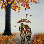 Abstract couple made of autumn leaves cross stitch kit for beginners