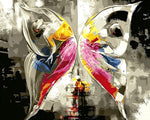 Abstract dancers in yellow and pink paint by numbers kit for beginners