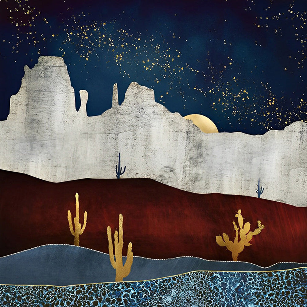 Abstract desert and starry sky cross stitch kit for beginners