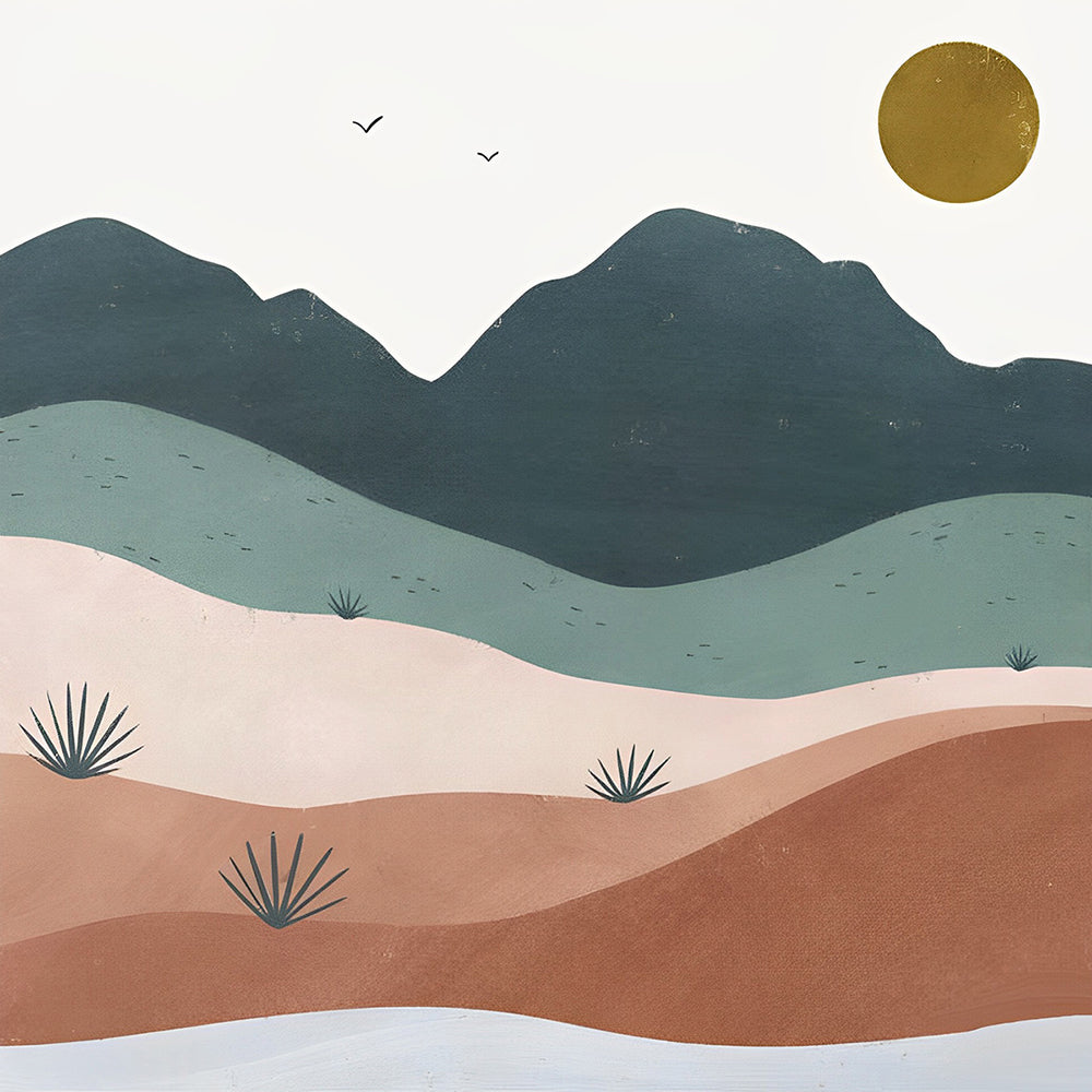 Abstract desert hills cross stitch kit for beginners