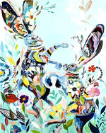 Abstract floral rabbits cross stitch kit for beginners