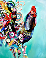 Abstract floral rooster cross stitch kit for beginners