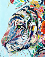 Abstract floral tiger cross stitch kit for beginners