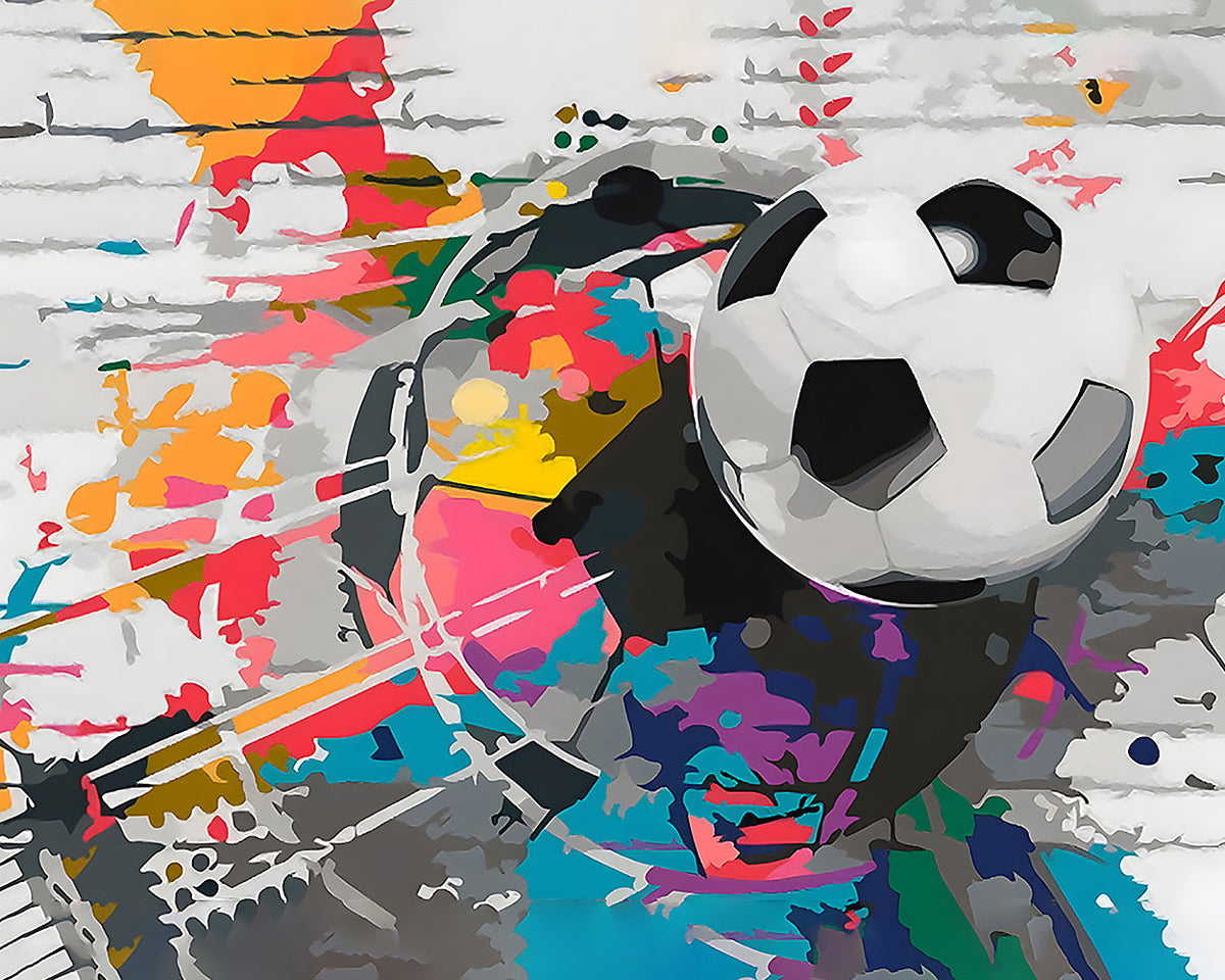 Abstract football paint by numbers kit for beginners