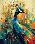 Abstract geometric colourful peacock cross stitch kit for beginners