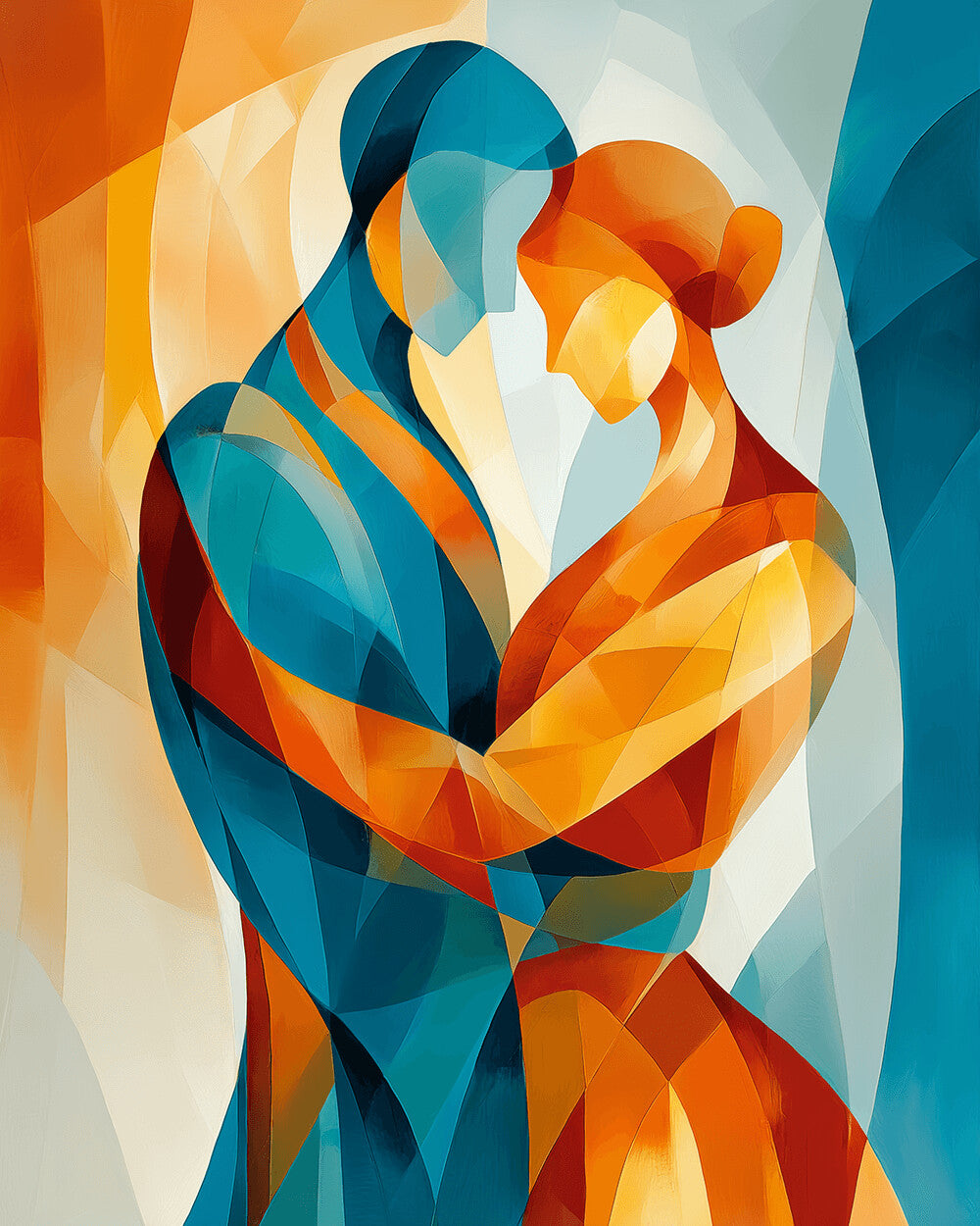 Abstract geometric couple cross stitch kit for beginners