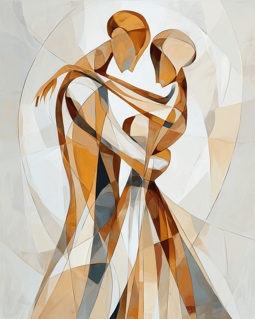 Abstract geometric couple dancing cross stitch kit for beginners