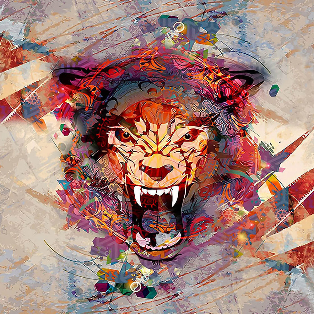 Abstract geometric tiger head cross stitch kit for beginners