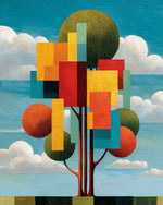 Abstract geometric tree cross stitch kit for beginners