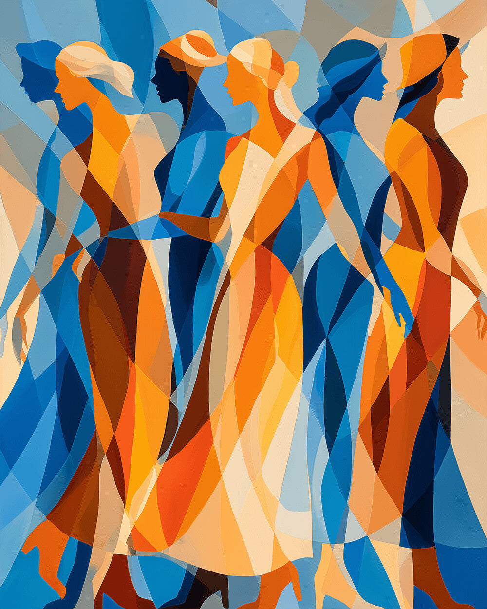 Abstract geometric women cross stitch kit for beginners
