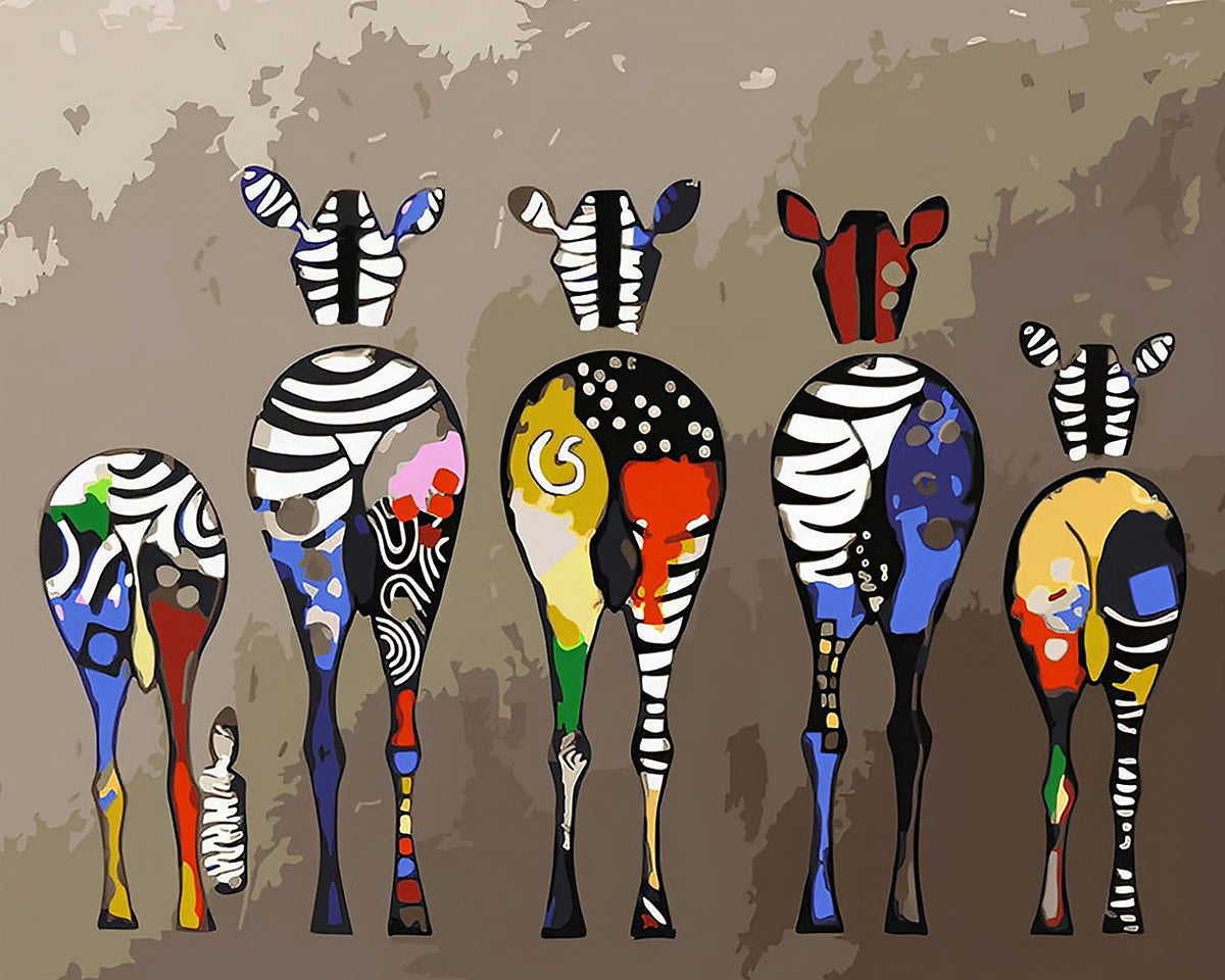 Abstract geometric zebras cross stitch kit for beginners