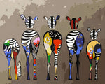 Abstract geometric zebras paint by numbers kit for beginners