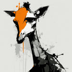 Abstract giraffe with orange splash cross stitch kit for beginners