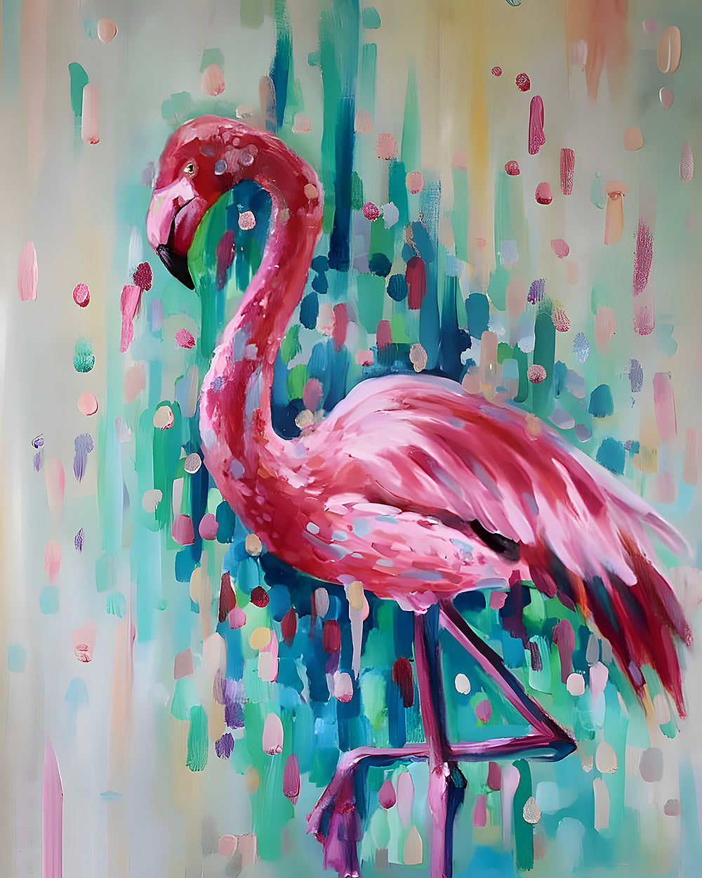 Abstract pink flamingo cross stitch kit for beginners