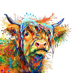 Abstract rainbow highland cow cross stitch kit for beginners