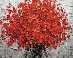 Abstract red tree on grey background paint by numbers kit for beginners